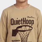 Boys Beige Round Neck Regular T-Shirt, Khaki, small