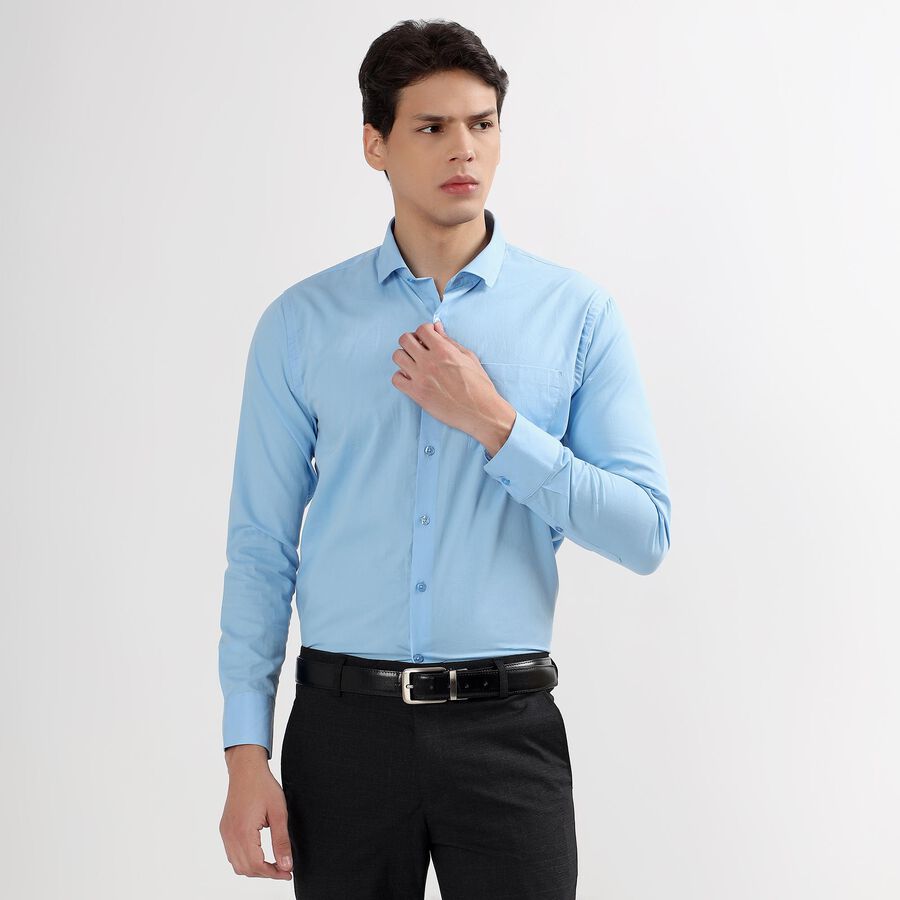 Men's 100% Cotton Formal Shirt , Mid Blue, large image number null