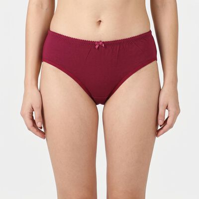 Women's Maroon Regular Fit Solid Brief Panty
