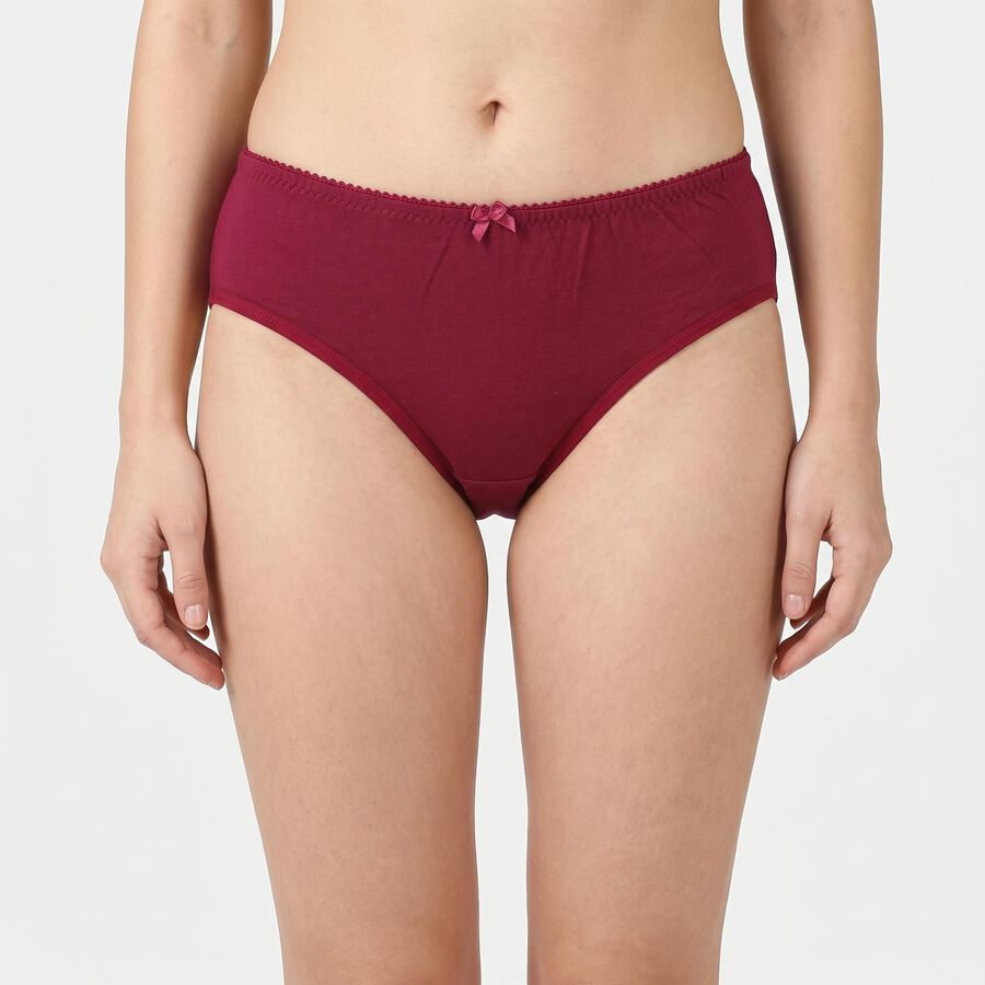Women's Maroon Regular Fit Solid Brief Panty, Wine, large