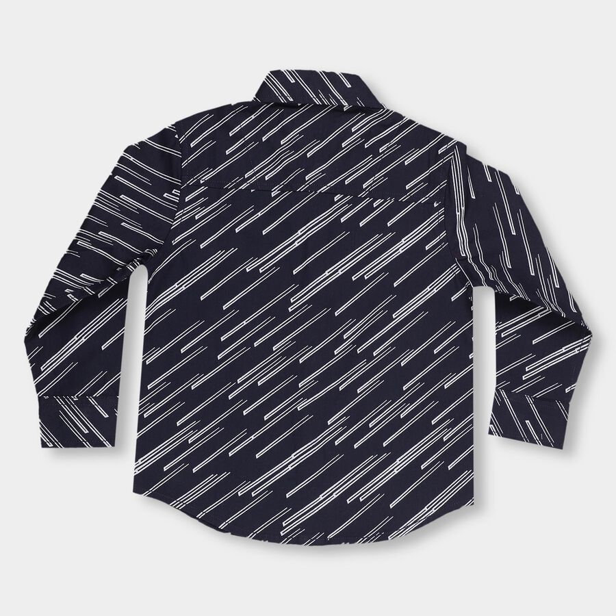 Boys' Deep Midnight Navy Blue Cotton Classic Casual Shirt, Navy Blue, large image number null