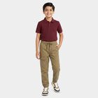 Boys' Olive Green Regular Fit Cargo Jogger Trousers, ओलिव, small