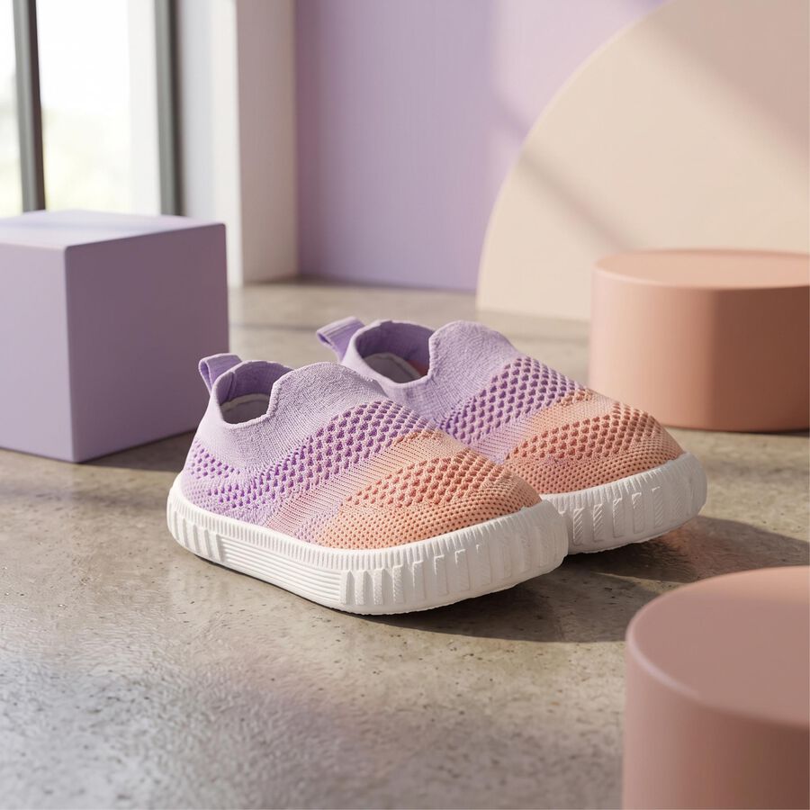 Girls' Lavender Slip-On Sneakers, Lilac, large