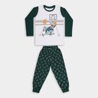 Boys' Olive Cotton Round Neck Graphic Baba Suit, Olive, small image number null