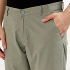 Men's Muted Olive Green Slim Fit Flat-Front Casual Trousers, Light Green, small
