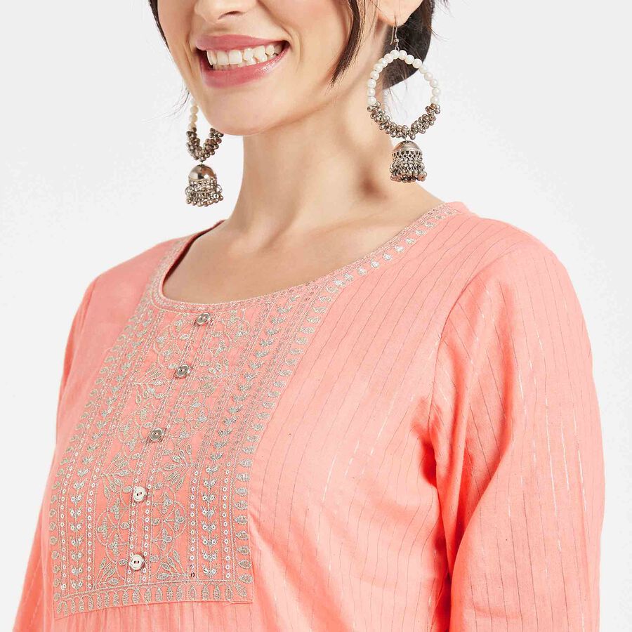 Embroidered Kurta, Peach, large image number null