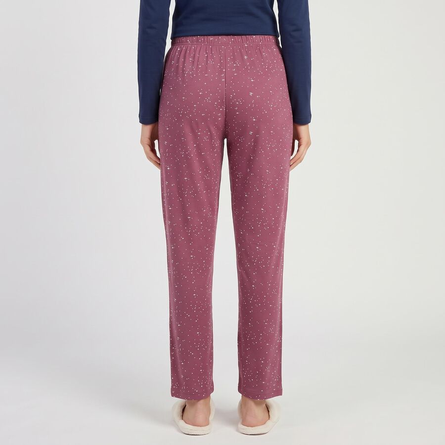 Women's Purple Straight Fit Printed Lounge Pyjama, बैंगनी, large