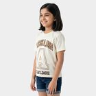 Girls White Round Neck Regular T-Shirt, सफ़ेद, small