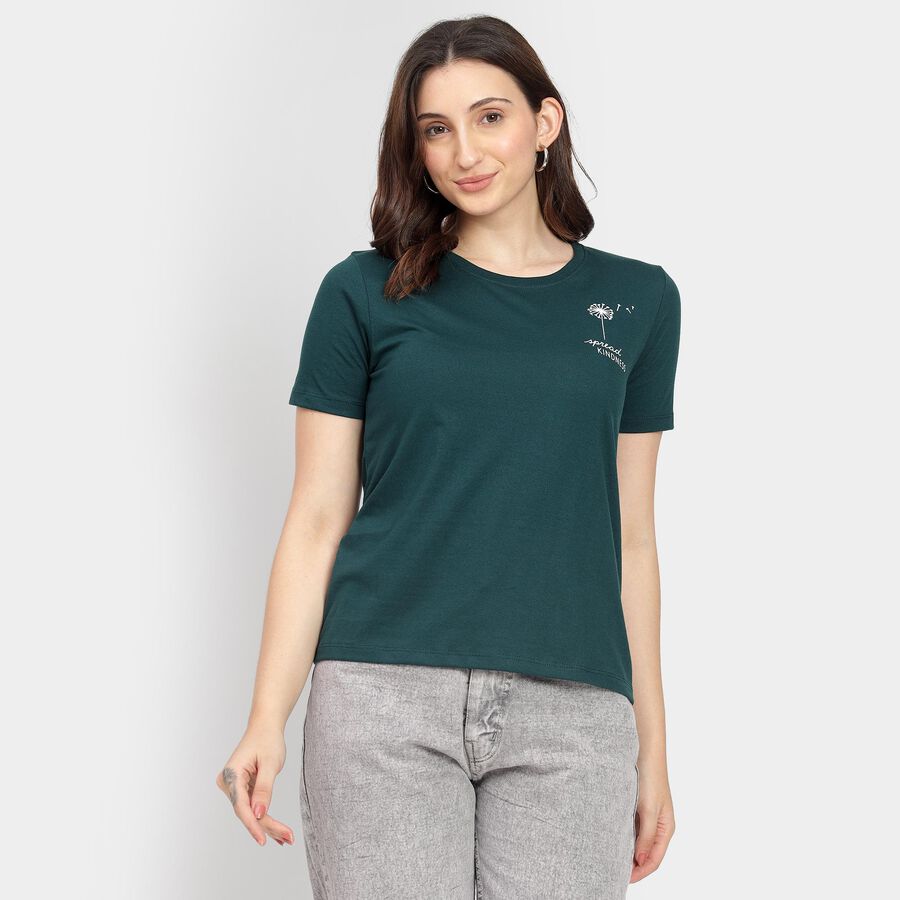 Ladies' Round Neck T-Shirt, Dark Green, large image number null