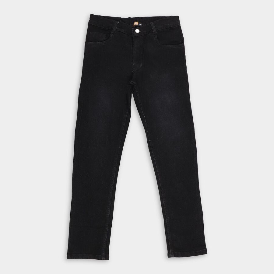 Boys' Jet Black Slim Fit Classic Jeans, Black, large image number null