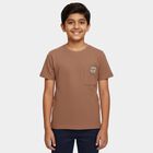 Boys' Brown Round Neck Graphic Printed T-Shirt, Brown, small