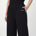 Women's Black Tapered Fit Elastic Waist Track Pants, Black, small