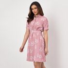 Women's Pink V-Neck Fit and Flare Dress, Light Pink, small