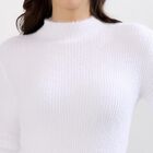 Women's Off White High Neck Fitted Pullover, ऑफ व्हाइट, small image number null