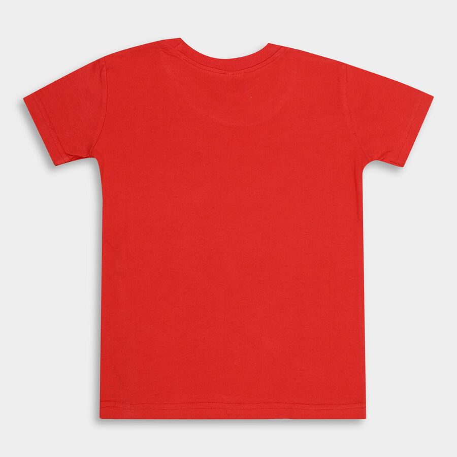 Boys' 100% Cotton Half Sleeves T-Shirt, लाल, large image number null