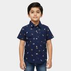 Boys Navy Blue Cotton Half Sleeve Classic Collar Casual Shirt, Navy Blue, small