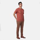 Men's Rust Cotton Round Neck Casual T-Shirt, Rust, small