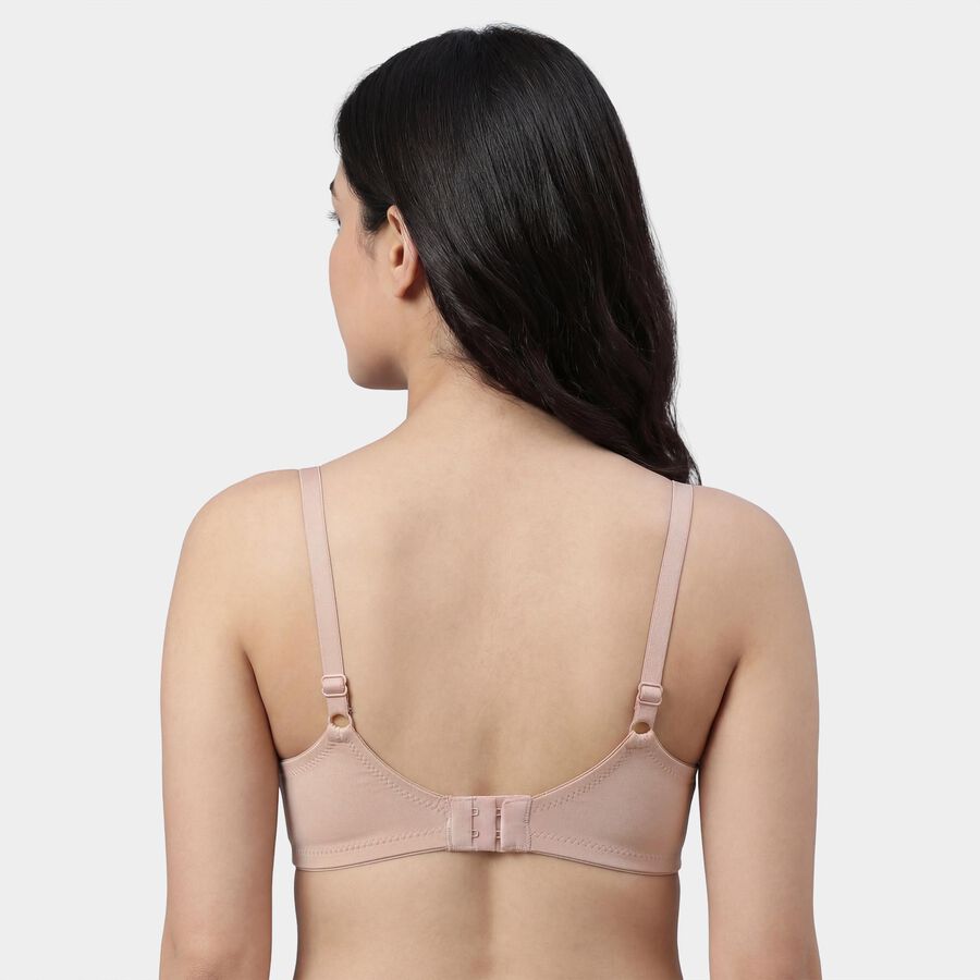 Women's Brown V-Neck Padded Wire-Free T-Shirt Bra, Brown, large