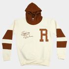 Boys' Brown Hooded Graphic Print Sweatshirt, भूरा, small