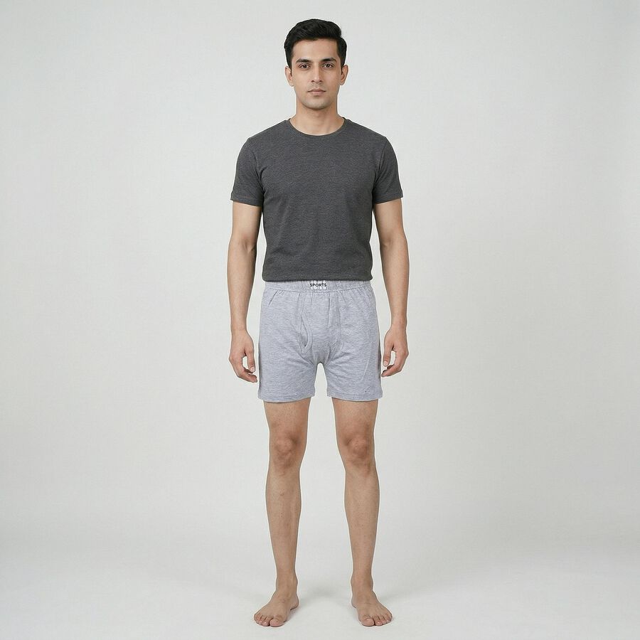 Men's Grey Regular Fit Trunks, मिश्रित हल्का ग्रे, large