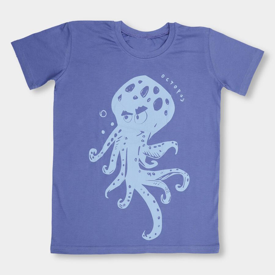 Boys' Half Sleeves T-Shirt , Mid Blue, large image number null