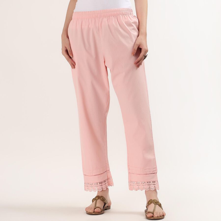 Women's Light Pink Regular Fit Solid Palazzos, हल्का गुलाबी, large