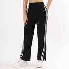 Women's Solid Black Regular Fit Track Pants, काला, small image number null