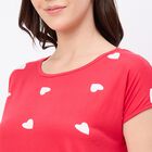 Women's Muted Charcoal Black Sleeveless Minimalist Nighty, लाल, small