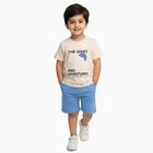 Infants' Beige Cotton Round Neck Graphic Baba Suit, मध्यम नीला, small image number null