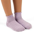 Girls' Soft Lavender Purple and Light Butter Yellow Regular Fit Scalloped Design Pack of 2 Socks, पीला, small