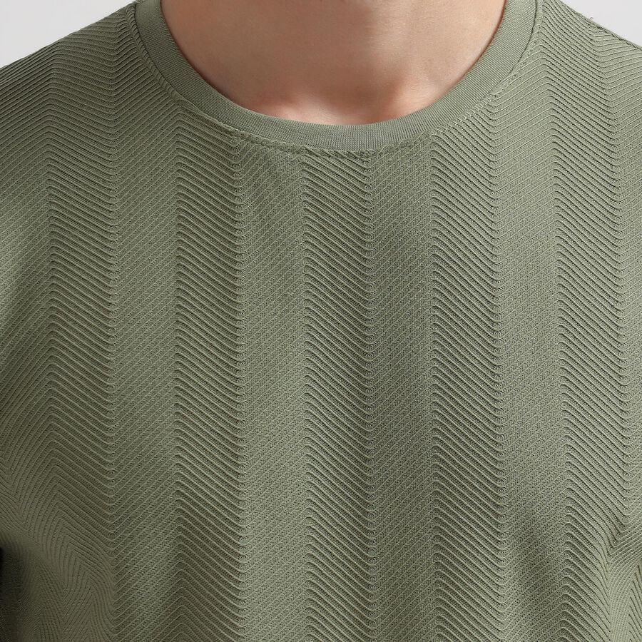 Men's Round Neck Half Sleeves T-Shirt, Dark Green, large image number null