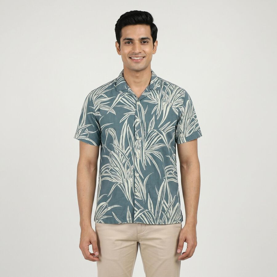Men Grey Cotton Casual Shirt, हल्का ग्रे, large