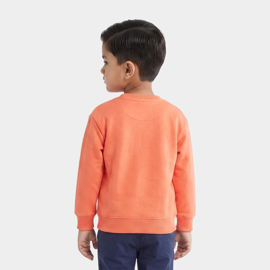Boys' Peach Crew Neck Pullover Sweatshirt, पीच, large