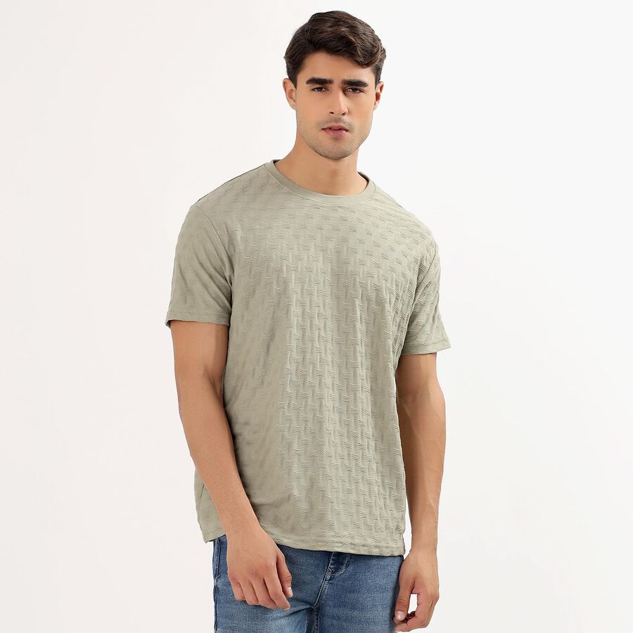 Men's Round Neck Half Sleeves T-Shirt, Light Green, large image number null