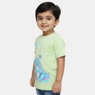 Boys' Mint Green Cotton Round Neck Graphic Printed T-Shirt, Light Green, small