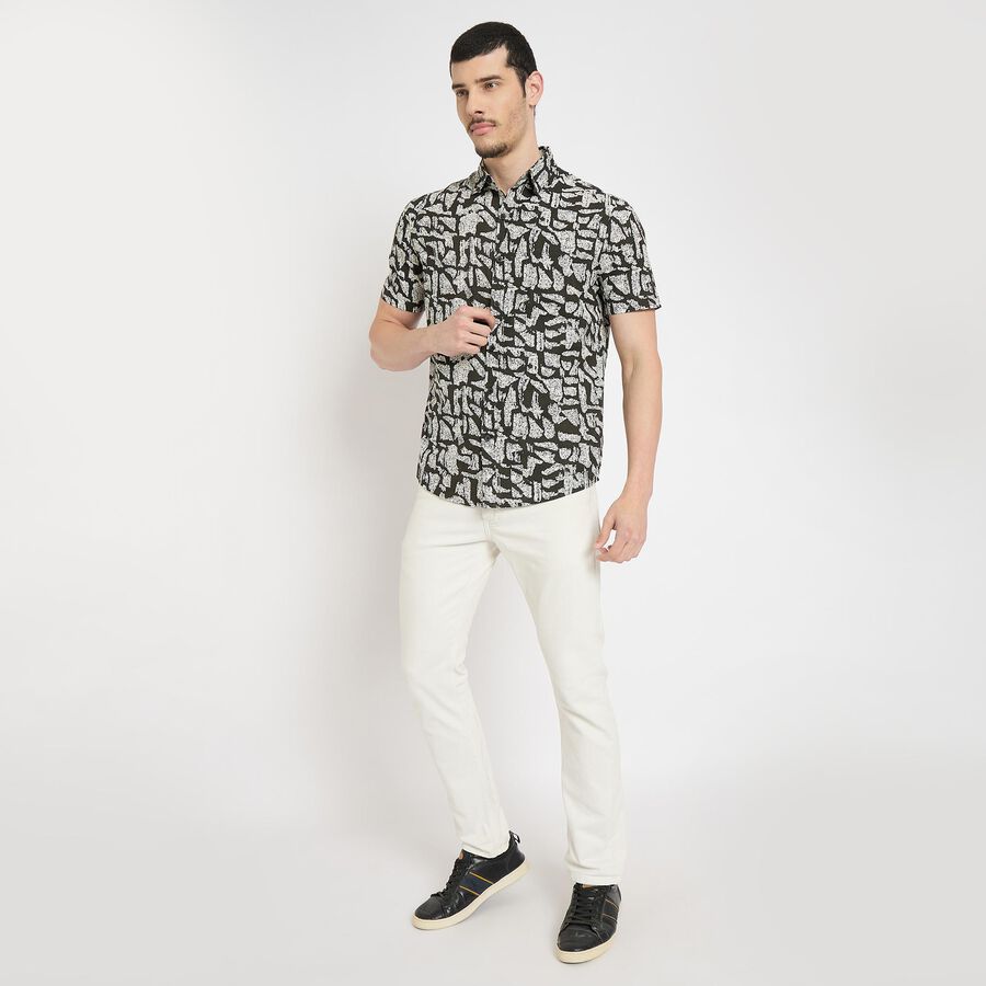 Men's 100% Cotton Casual Shirt , Black, large