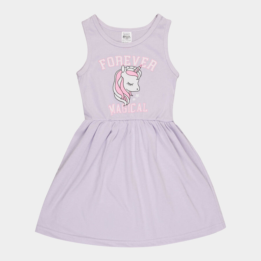 Girls Sleeveless Frock, Lilac, large image number null