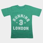 Boys' Green Crew Neck Regular Graphic Print T-Shirt, हल्का हरा, small