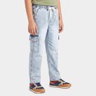 Boys Light Blue Cargo Fit Washed Jeans, Light Blue, small
