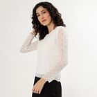 Women's Off-White Round Neck Casual Top, Off White, small