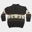 Boys' Charcoal Mock Neck Printed Pullover, चारकोल, small