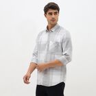 Men's Light Grey Cotton Classic Collar Casual Shirt, Light Grey, small image number null