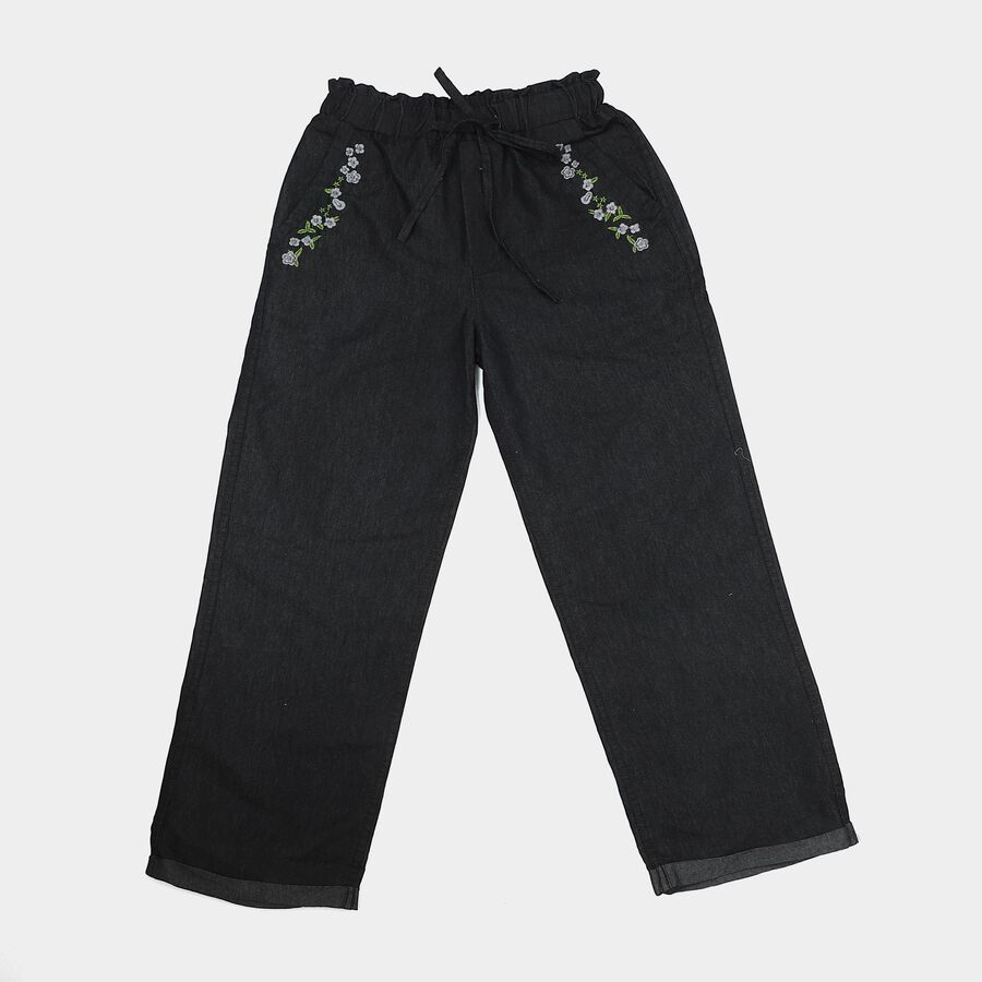 Girls Black Straight Fit Jeans, Black, large