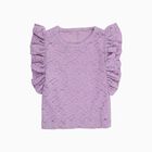 Girls' Soft Lavender Round Neck Romantic T-Shirt, लाइलेक, small image number null