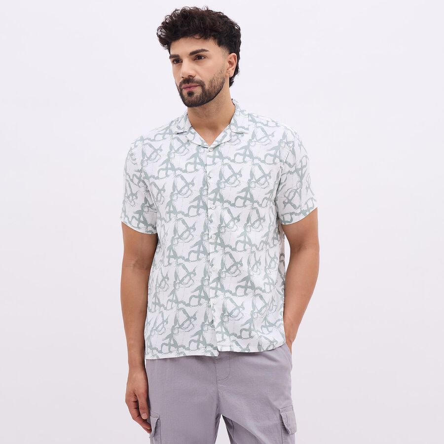 Men's Light Green Cotton Classic Collar Casual Shirt, Light Green, large image number null