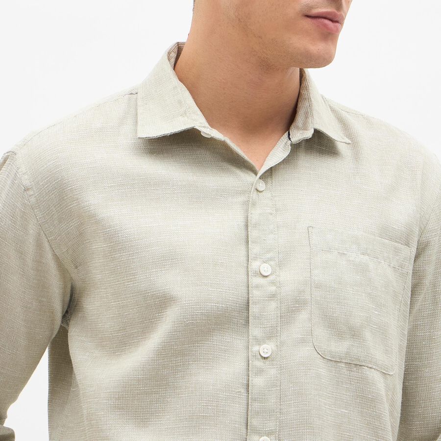 Men's Light Sage Green Textured Casual Shirt, Light Green, large image number null