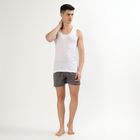 Men's Bright White Cotton Round Neck Sleeveless Vest, सफ़ेद, small image number null