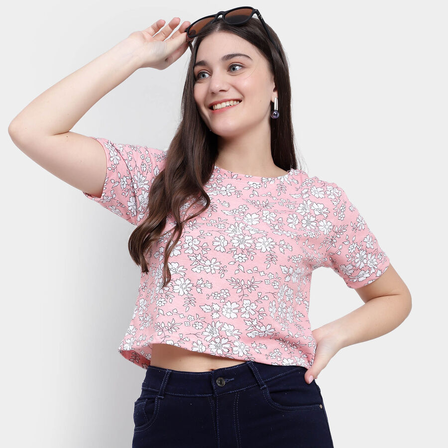 Round Neck T-Shirt, Pink, large image number null