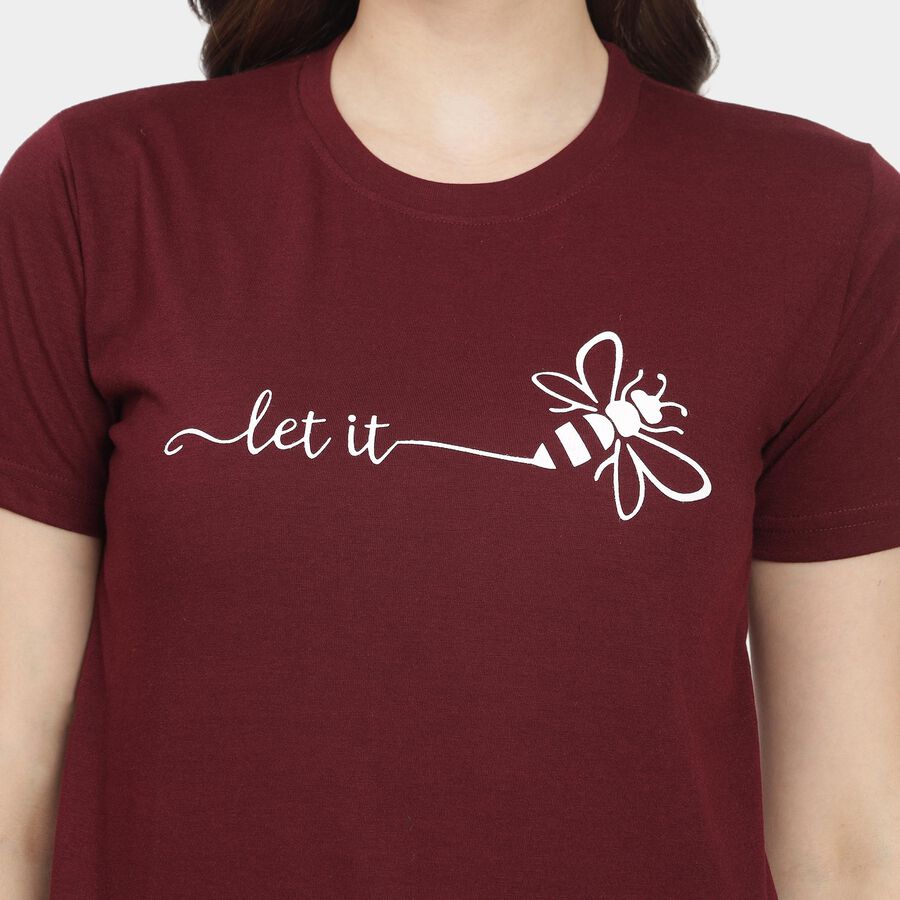 Ladies' Round Neck T-Shirt, Wine, large image number null