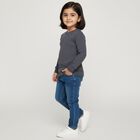 Girls Midnight Navy Blue Round Neck Thermal, Melange Blue, small image number null